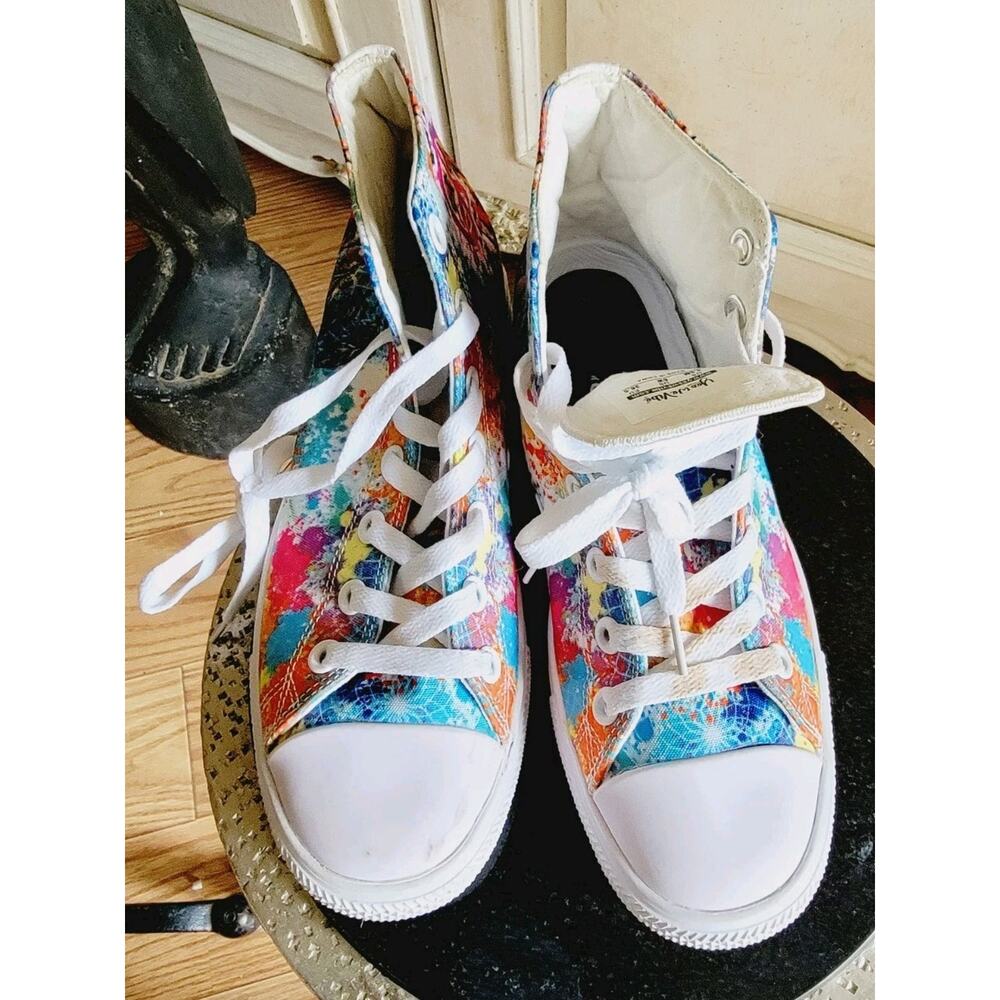 Yes We Vibe High Top Unisex Canvas Athletic Sneakers Tie Dye Womens 6 Men 4.5 - Picture 9 of 11